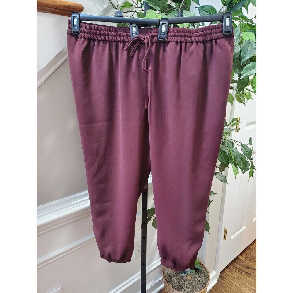 Express Women's‎ Burgundy Mid Rise Ankle Adjustable Waist Casual Trouser Size XL